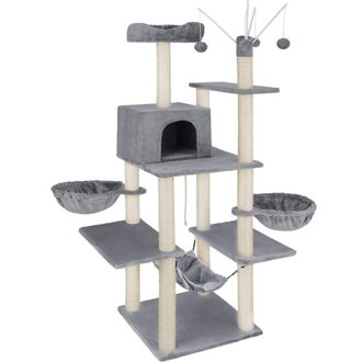 TecTake &Aacute;rbol rascador para gatos, postes de sisal, antivuelco, 165cm, gris