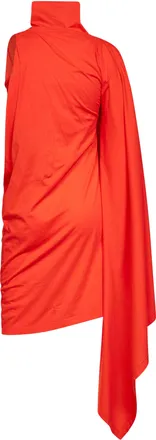 Balenciaga Womens Draped Midi Dress Orange Cotton