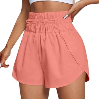 Generic Running Shorts Womens High Waisted, Womens Athletic Gym Workout Pants Breathable Quick Dry Sports Cycling Workout Activewear Stretchy Yoga Sports Soli