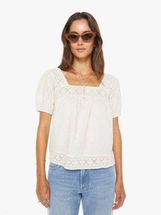 Mother Womens Memory Lane Puff Sleeve Blouse In Early Bird