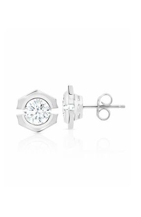Crislu Solara Cubic Zirconia Stud Earrings in Pure Platinum /Clear Stone at Nordstrom