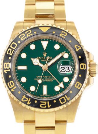 Rolex Pre-owned Rolex GMT-Master II GMT Automatic Chronometer Green Dial Mens Watch 116718GSO