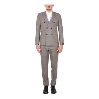 Lardini Double Breasted Suits, male, Brown, Size: L Kosmo Double-Breasted Suit