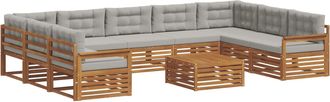 vidaXL Conjunto De Sof&aacute;s De Exterior 10 Uds. Gris Natural Y Claro Vidaxl
