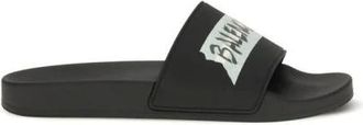 Balenciaga Sliders, male, Black, Size: 12 US Rubber Strappy Slide Sandals