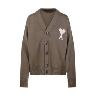 Ami Cardigans, female, Brown, Size: M De Coeur Cardigan