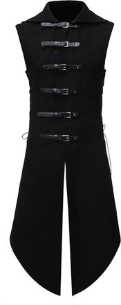 Generic Mens Gothic Coats Tailcoat Robe Vintage Medieval Halloween Cosplay Performance Sleeveless Frock Coat Costume Victorian Uniform Steampunk Renaissance O