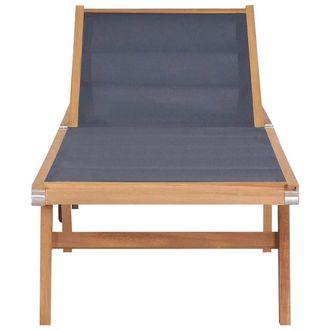 Berkfield Home Folding Sun Lounger with Wheels Solid Teak & Textilene in Brown