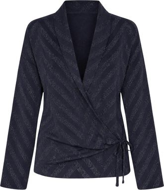 Akep Camicia vestaglia lurex - Dames - Longsleeves - Blauw - L - Tops