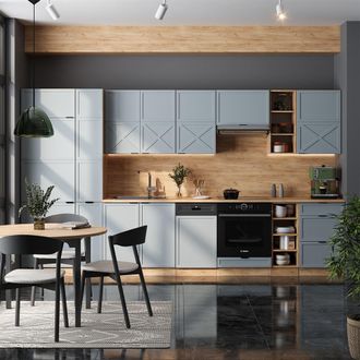 Vicco Mueble De Cocina Fame-line, Roble Azul Claro/gris Dorado, 355 Cm, Et Antracita, Vicco