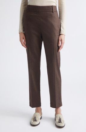 Eleventy Stretch Virgin Wool & Cashmere Crop Pants in 05 Brown at Nordstrom, Size 40