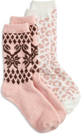 Nordstrom Cozy Assorted 2-Pack Crew Socks in Animal Chic at Nordstrom, Size 9
