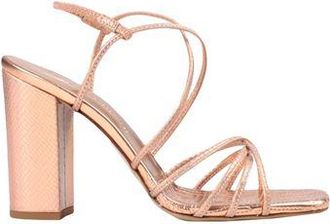 Giampaolo Viozzi Ankle Strap Sandals for Women in Rose Gold Leather with Square Heel