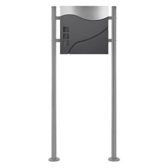 ECD Germany Ecd Germany Buz&oacute;n Correos De Pie 37x10,5x36,5cm Acero Inoxidable Moderno Antracita/plata Soporte Poste Plateado 120cm Altura Compartimiento Integrado 
