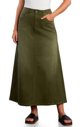 Wash Lab Denim Denim Maxi Skirt in Deep Lichen Green at Nordstrom, Size 29
