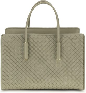Bottega Veneta Womens Tote Bag Barbara Leather Travertine Travertine-Brass Lamb Shoulder Travertine/brass