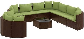 vidaXL Set De Sof&aacute;s De Jard&iacute;n 10 Pzas Y Cojines Rat&aacute;n Sint&eacute;tico Marr&oacute;n Vidaxl