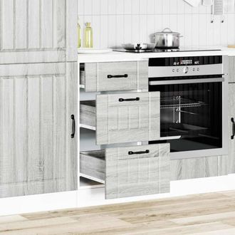 Berkfield Home Kitchen Base Cabinet Lucca Grey Sonoma Engineered Wood