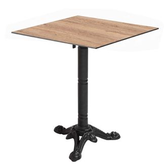 Oviala Mesa de bistr&oacute; de jard&iacute;n cuadrada inclinable 60 cm 4 plazas roble