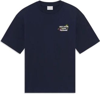 Dr&ocirc;le de Monsieur T-shirt con Slogan Ricamato a Vite - - Tops - Uomo - Blu - L