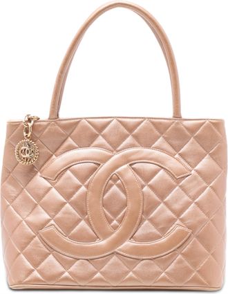 Chanel Pre-owned Womens Lambskin Medallion Tote - Tan Leather - One Size