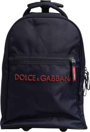 Dolce & Gabbana Blue Red Polyester Kids Back Pack Wheel Suitcase Mens Bag
