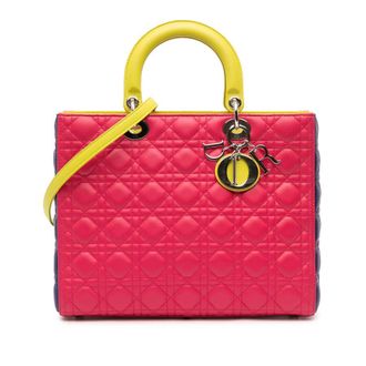 Dior Pre-owned Dior Large Tricolor Lambskin Cannage Lady Dior 16-BO-1103