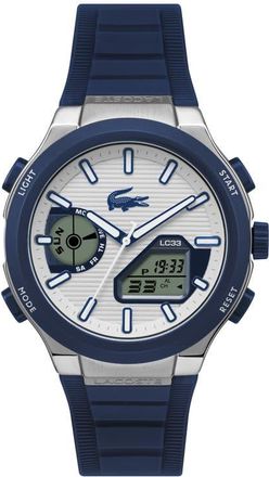 Lacoste LC33 Analog-Digital Silicone Strap Watch, 44.8mm in White at Nordstrom