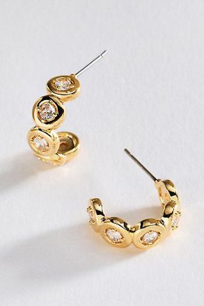 Anthropologie Bezel-Set Crystal Hoop Earrings