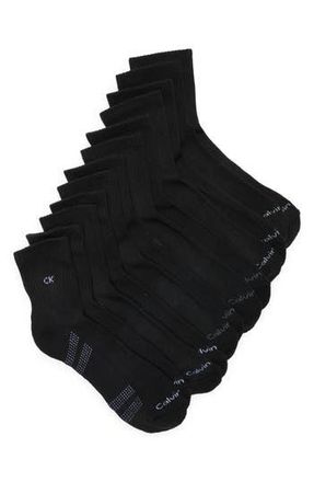 Calvin Klein 6-Pack Cushioned High Quarter Socks in Black at Nordstrom Rack