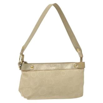 Ferragamo Tweedehands Canvas handtassen - Dames - Pre-owned - Beige - Maat: ONE Size Leer