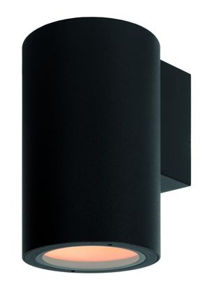 Lucide Foco de pared de aluminio 1xE27, negro