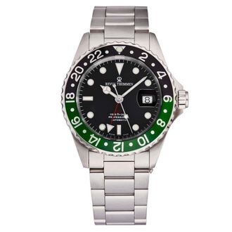 Revue Thommen Diver GMT Automatic Black Dial Sprite Bezel Mens Watch 17572.2138