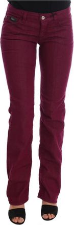 Costume National Rode Stretch Denim Jeans - Dames - Straight fit broeken - Rood - W26 - Denim - Broeken