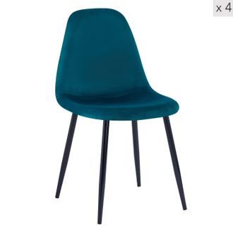 Nordlys Set of 4 Scandinavian Metal Dining Chairs in Blue