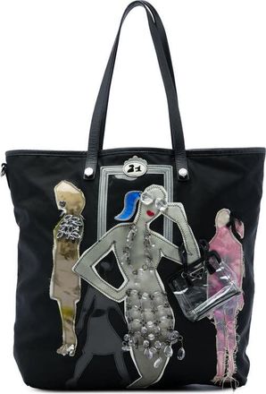 Prada Pre-owned Prada Saffiano Trimmed Tessuto Fashion Doll Tote Ladies FHDAOFVTY119SRQS