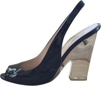Prada Black Patent Slingback Sandals Size 36.5