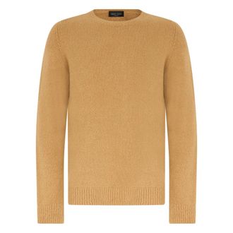 Roberto Collina Round-neck Knitwear, male, Brown, Size: L Boucl&eacute; Crewneck Sweater