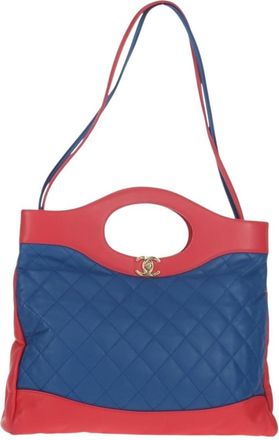 Chanel 31 Shopping Bag Quilted Lambskin Blue Leather Handbag (Pre-Owned)