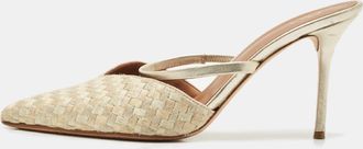 Malone Souliers Gold Leather And Woven Fabric Marla Mules