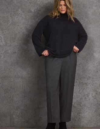 Live Unlimited London Womens Grey Herringbone Wide Leg Trouser - Size: 14