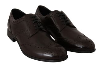 Dolce & Gabbana Womens Brown Leather Broques Oxford Wingtip Shoes