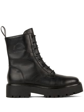 Karl Lagerfeld Burly Biker leather boots - Black