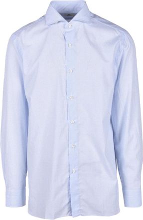 LUIGI BORRELLI NAPOLI Overhemden, Heren, Blauw, M, Katoen, Overhemd