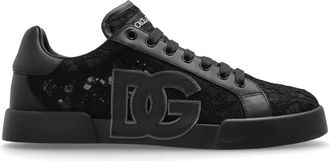 Dolce & Gabbana Sportschoenen met veterinzet - Heren - Sneakers - Zwart - 36 EU - Leer - Schoenen