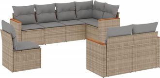 vidaXL Vidaxl - Juego De Sof&aacute;s De Jard&iacute;n Con Cojines Beige 8 Pzas Rat&aacute;n Pe