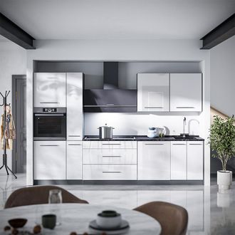 Vicco Mueble De Cocina Fame-line, Blanco Alto Brillo/antracita, 310 Cm, Et Antracita, Vicco