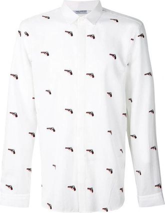 Neil Barrett Pistol Print White Cotton Shirt Size XS