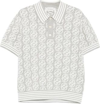 Dr&ocirc;le de Monsieur Monogram-knit Striped-trim Polo Shirt
