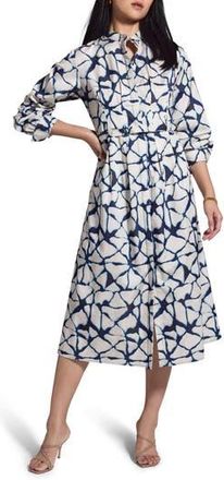 Nic+Zoe Fractured Print Long Sleeve Shirtdress in Blue Multi at Nordstrom Rack, Size X-Small